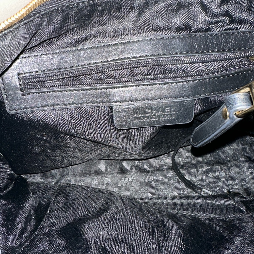 Michael Kors Black Leather Hobo Bag with Gold Accents - Picture 7 of 8